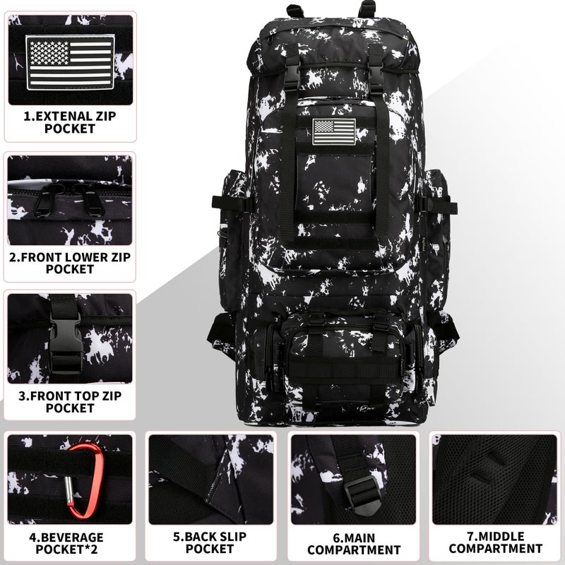 King'sGuard 100L Camping Hiking Backpack Molle Rucksack Military Camping Backpacking Daypack (Black Lighting) - Image 3